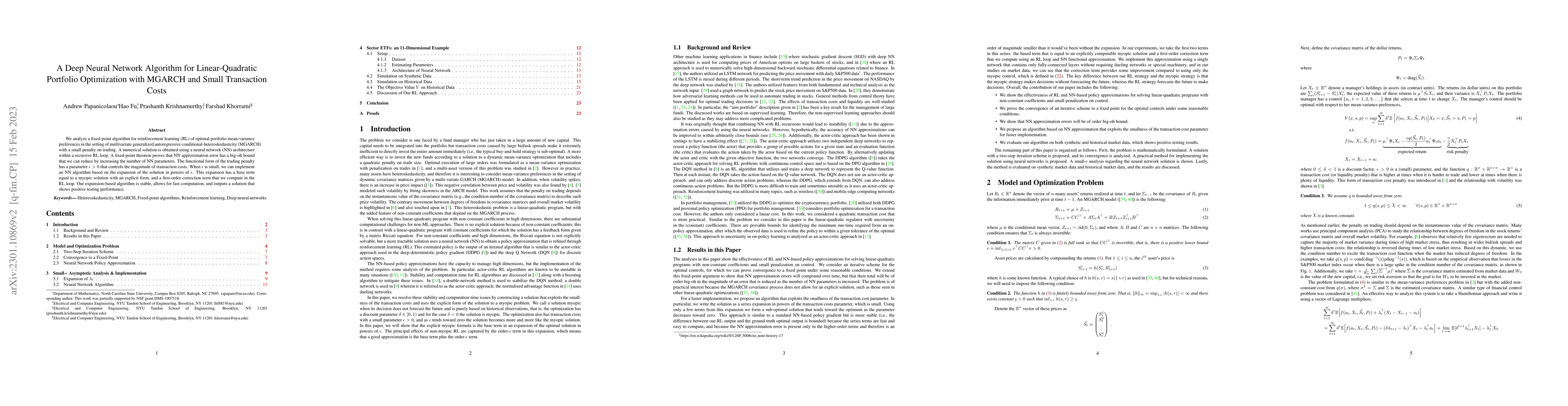 Thumbnail for A Deep Neural Network Algorithm for Linear-Quadratic Portfolio
  Optimization with MGARCH and Small Transaction Costs