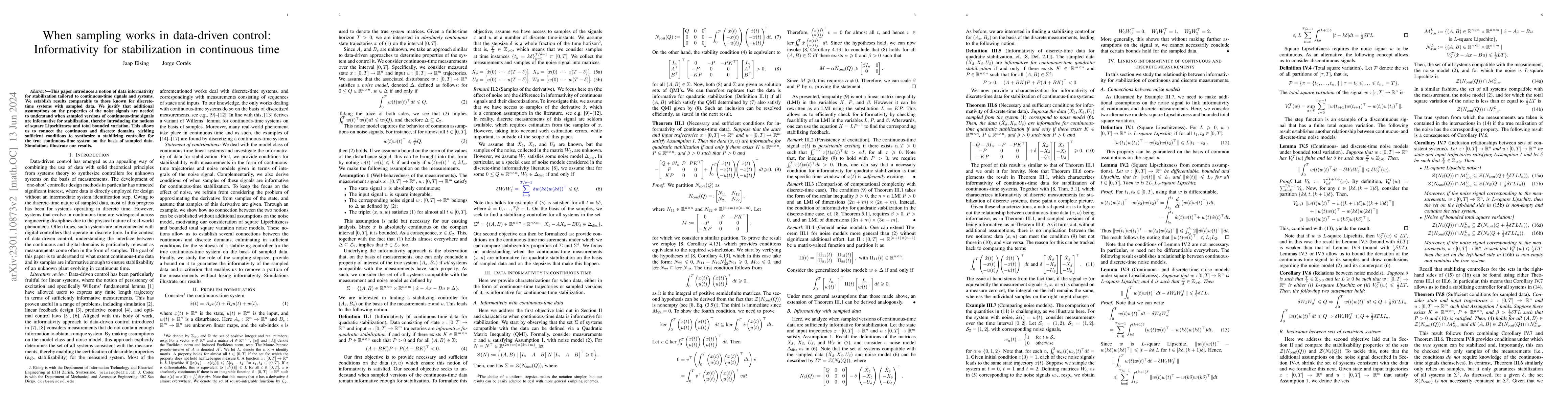 Thumbnail for When sampling works in data-driven control: Informativity for
  stabilization in continuous time