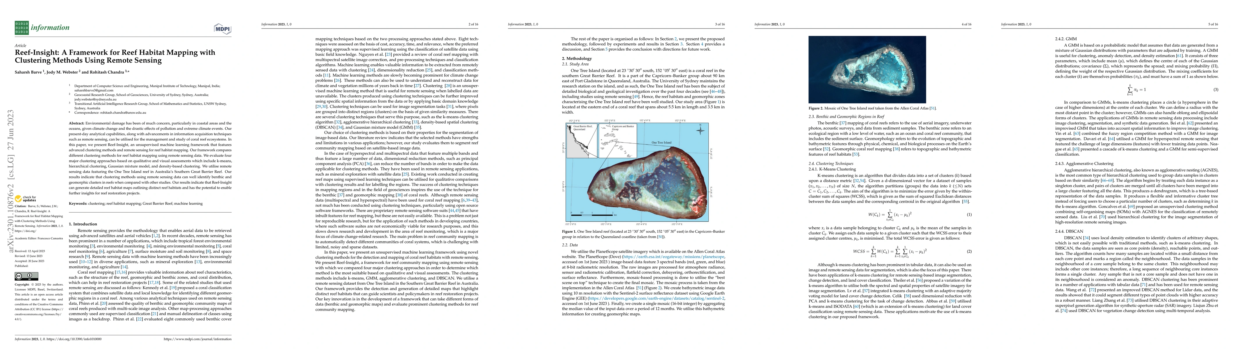Thumbnail for Reef-insight: A framework for reef habitat mapping with clustering
  methods via remote sensing
