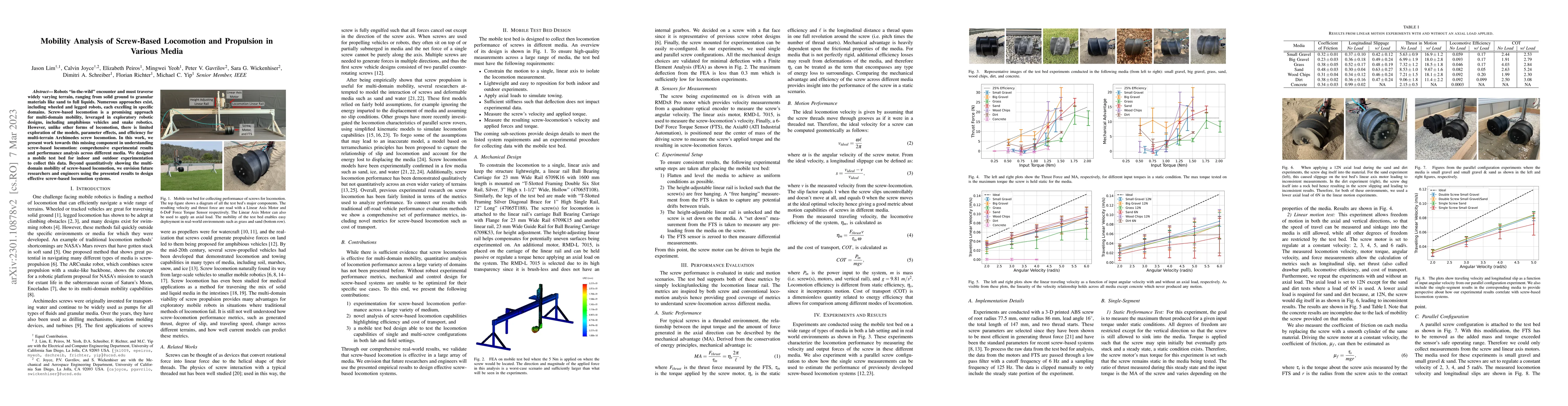Thumbnail for Mobility Analysis of Screw-Based Locomotion and Propulsion in Various
  Media