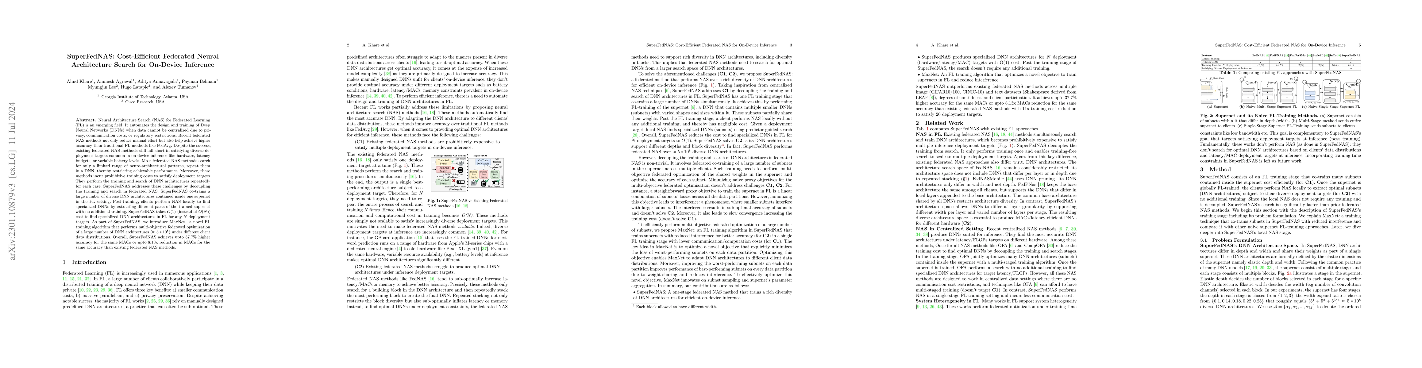 Thumbnail for SuperFedNAS: Cost-Efficient Federated Neural Architecture Search for
  On-Device Inference