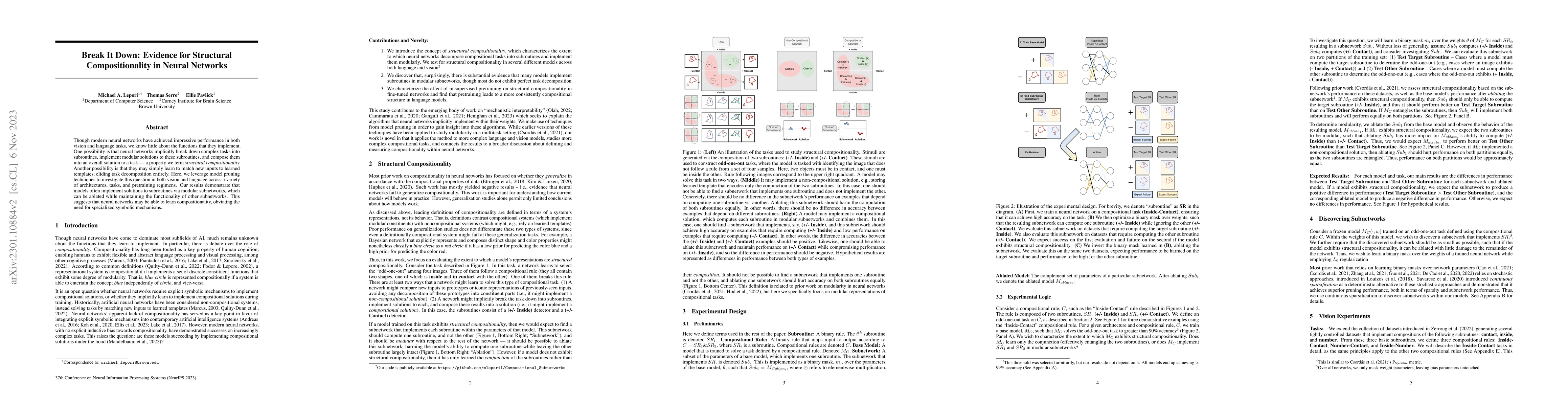 Thumbnail for Break It Down: Evidence for Structural Compositionality in Neural
  Networks