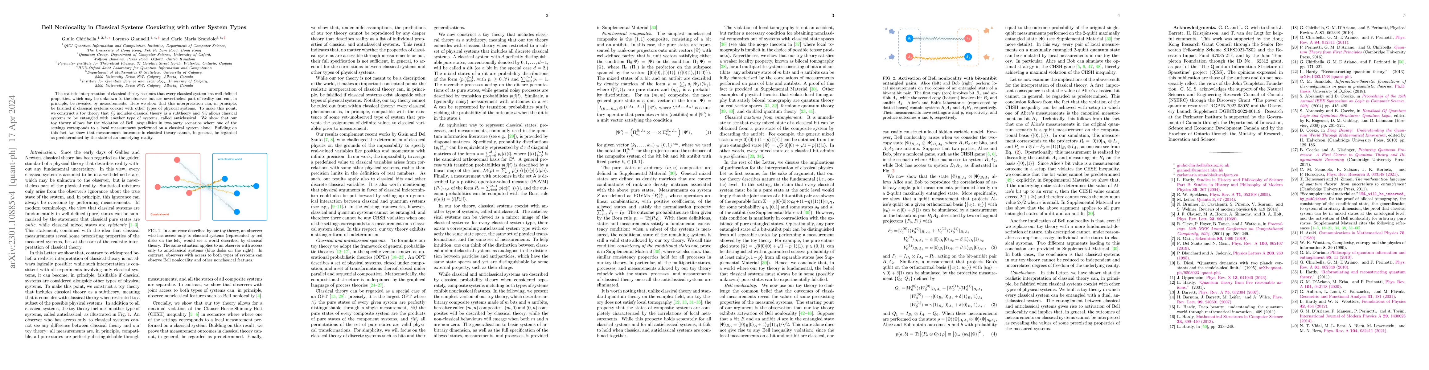 Thumbnail for Bell Nonlocality in Classical Systems Coexisting with other System Types