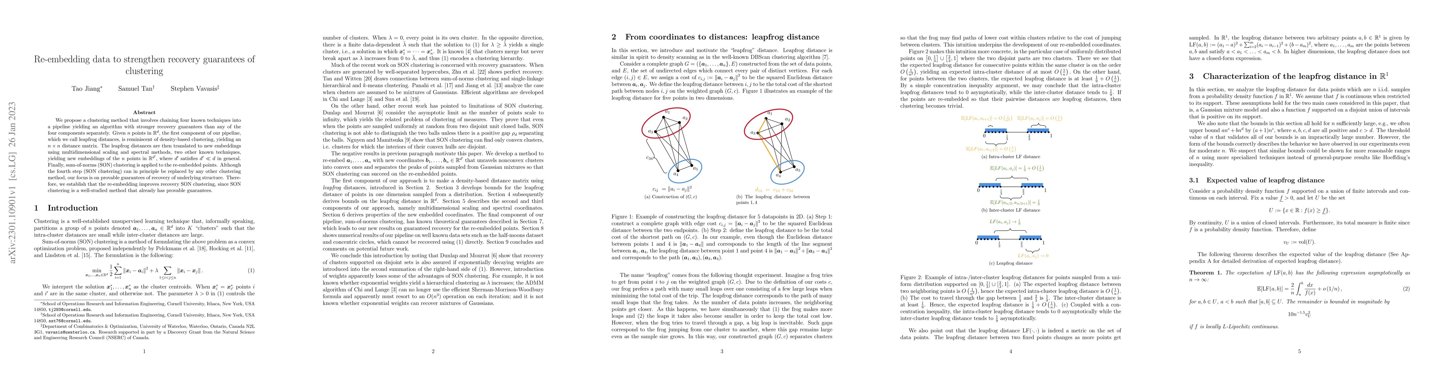 Thumbnail for Re-embedding data to strengthen recovery guarantees of clustering