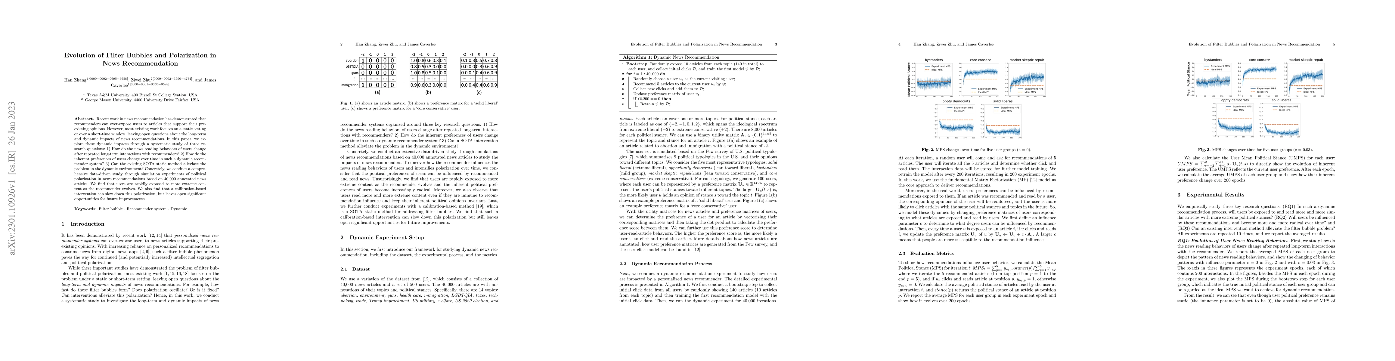 Thumbnail for Evolution of Filter Bubbles and Polarization in News Recommendation