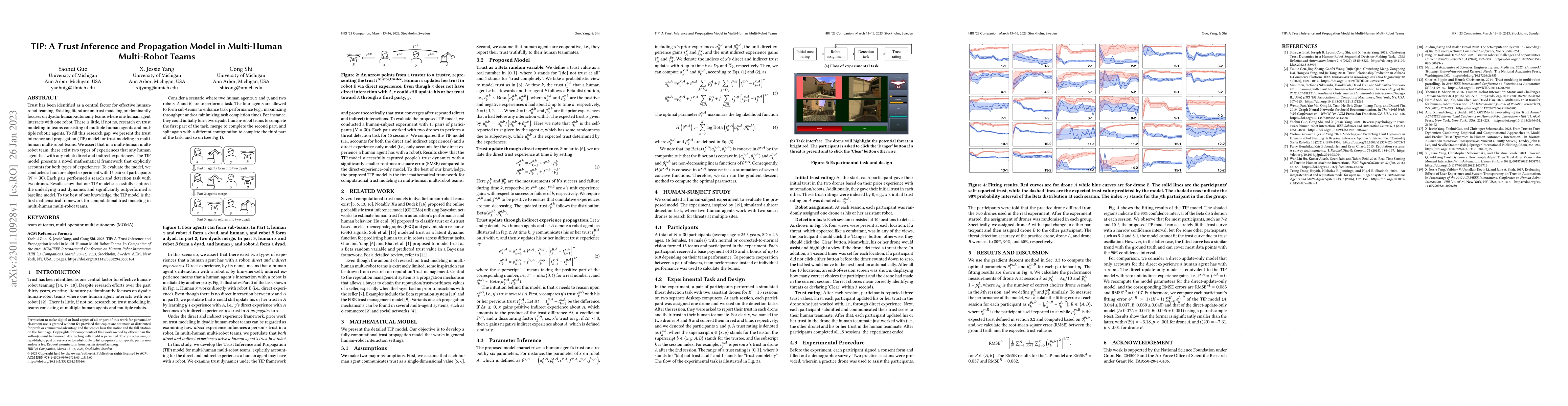 Thumbnail for TIP: A Trust Inference and Propagation Model in Multi-Human Multi-Robot
  Teams