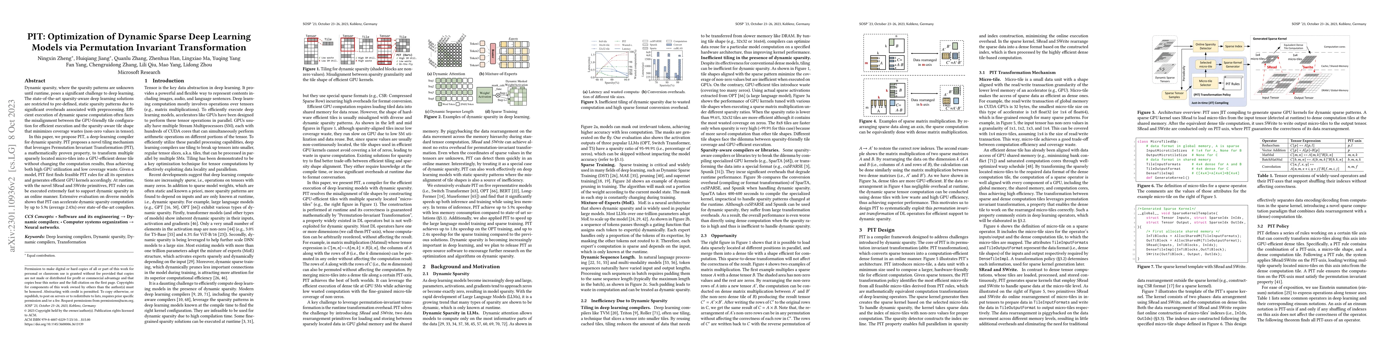 Thumbnail for PIT: Optimization of Dynamic Sparse Deep Learning Models via Permutation
  Invariant Transformation