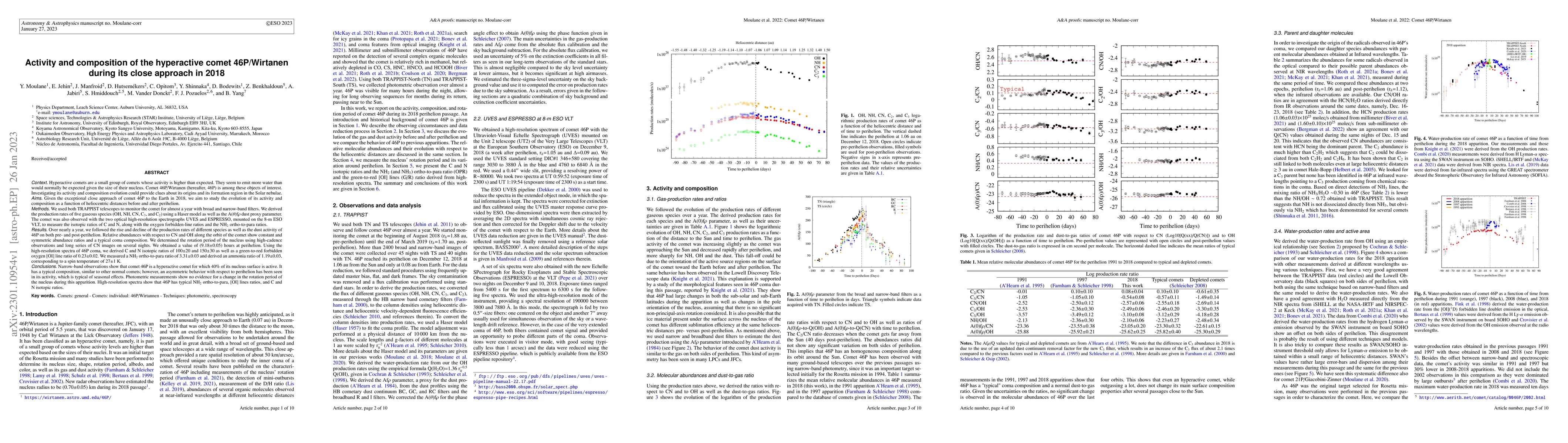 Thumbnail for Activity and composition of the hyperactive comet 46P/Wirtanen during
  its close approach in 2018