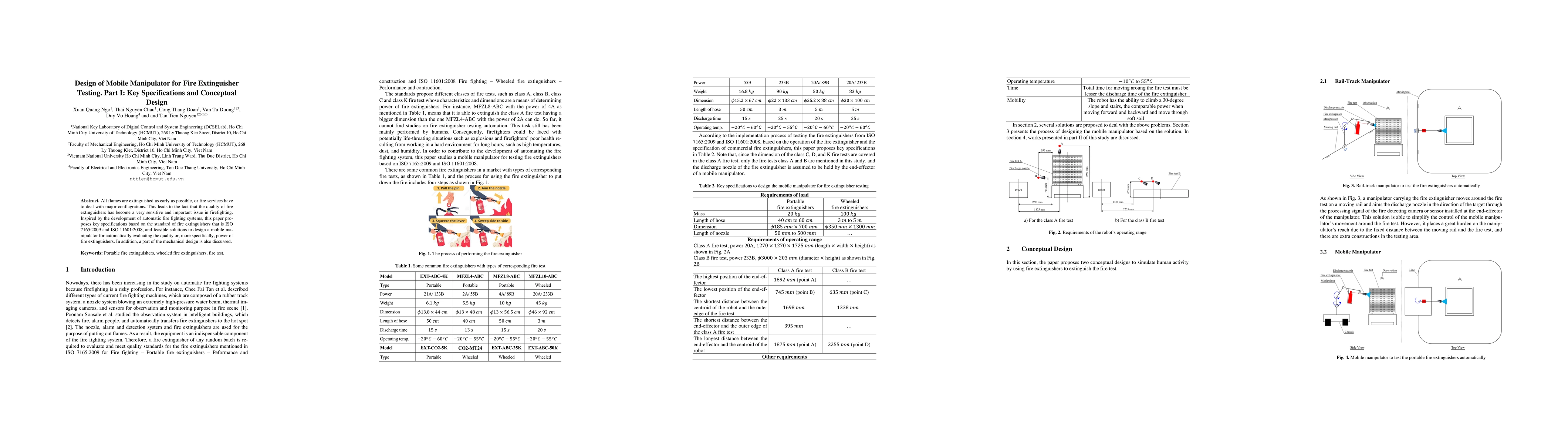 Thumbnail for Design of Mobile Manipulator for Fire Extinguisher Testing. Part I Key
  Specifications and Conceptual Design