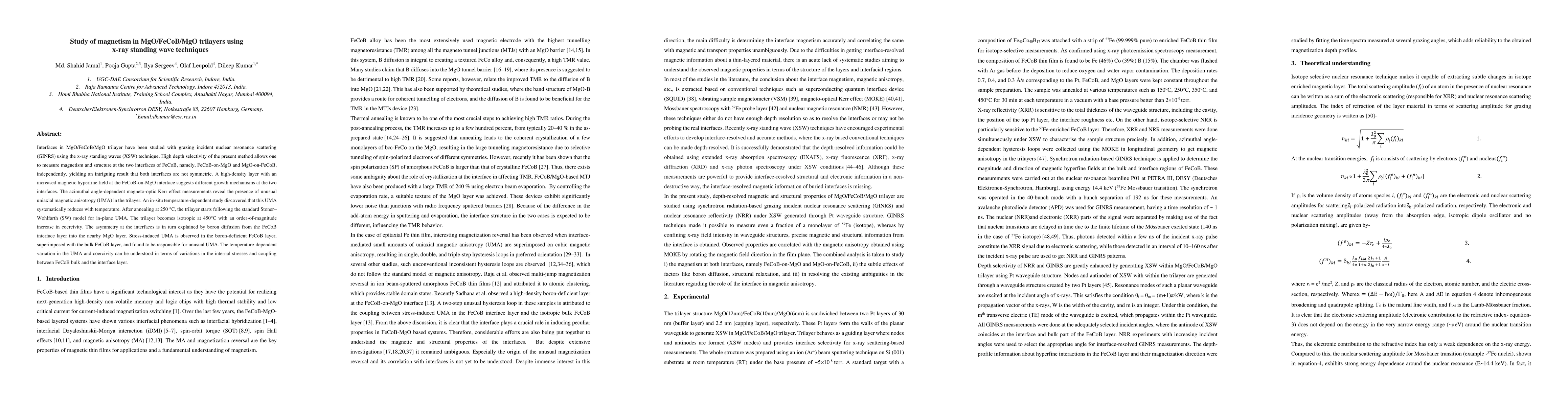 Thumbnail for Study of magnetism in MgO/FeCoB/MgO trilayers using x-ray standing wave
  techniques