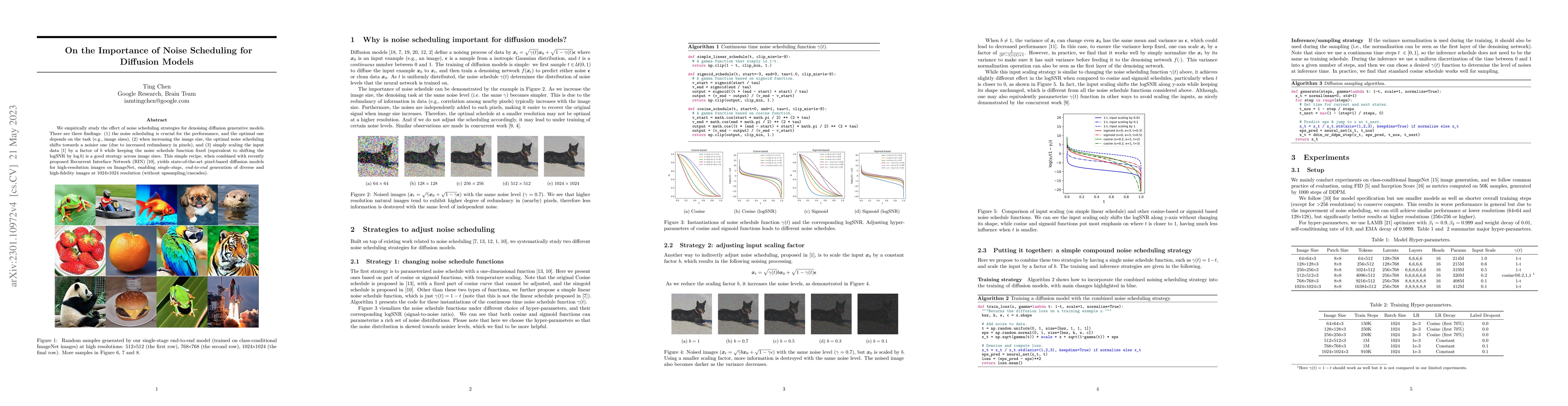 Thumbnail for On the Importance of Noise Scheduling for Diffusion Models