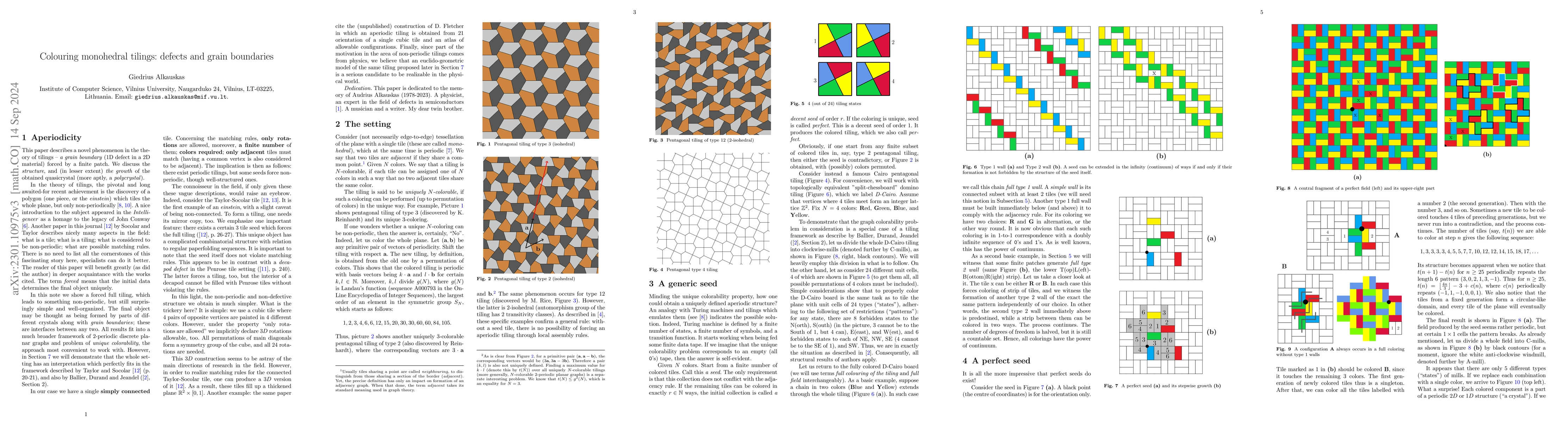 Thumbnail for Colouring monohedral tilings: defects and grain boundaries