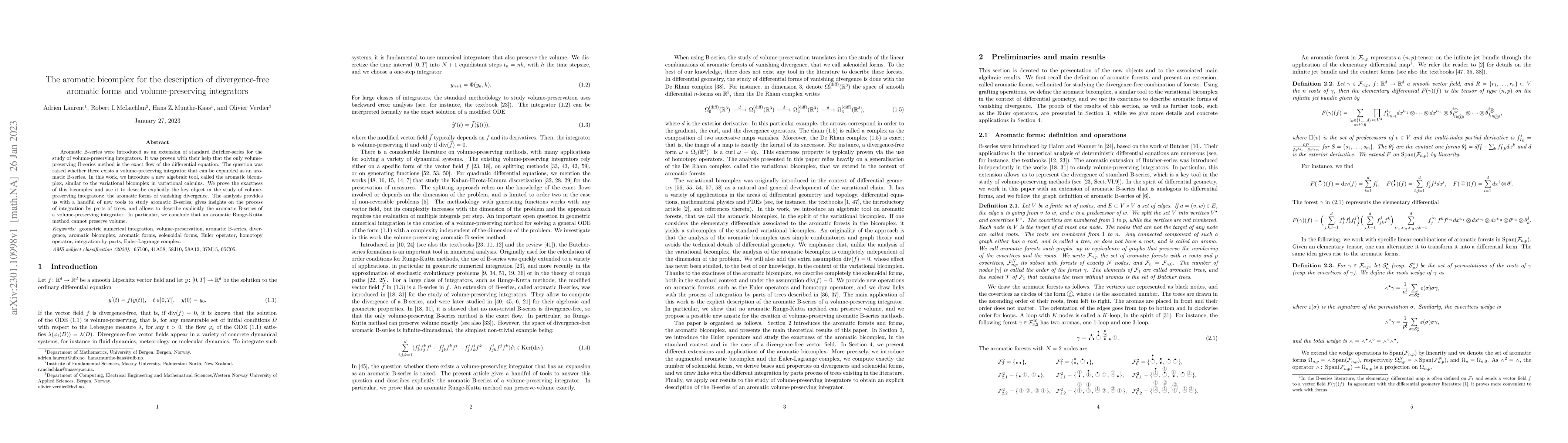 Thumbnail for The aromatic bicomplex for the description of divergence-free aromatic
  forms and volume-preserving integrators