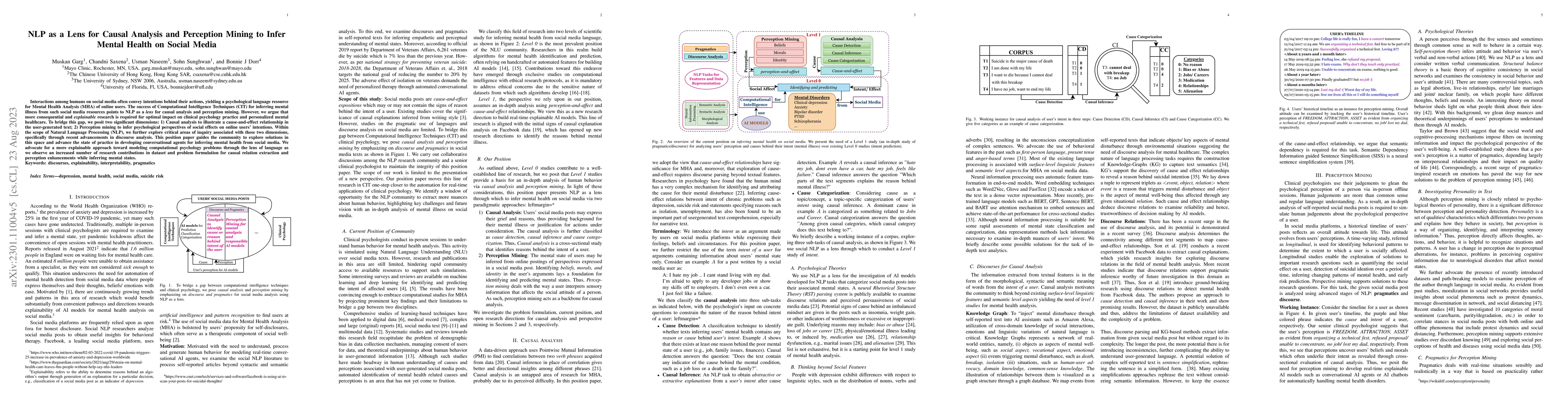 Thumbnail for NLP as a Lens for Causal Analysis and Perception Mining to Infer Mental
  Health on Social Media