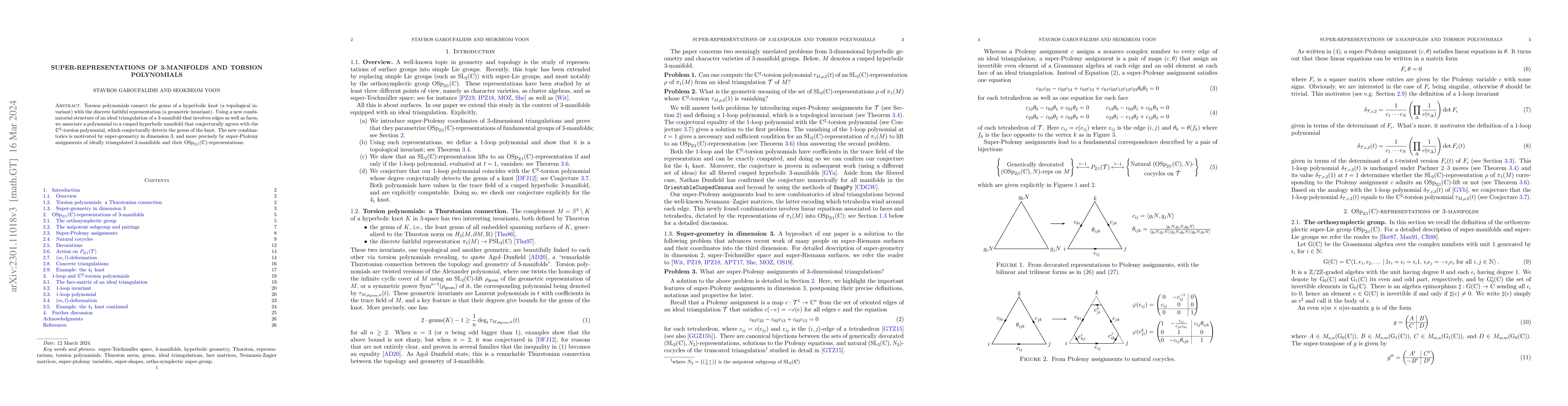 Thumbnail for Super-representations of 3-manifolds and torsion polynomials