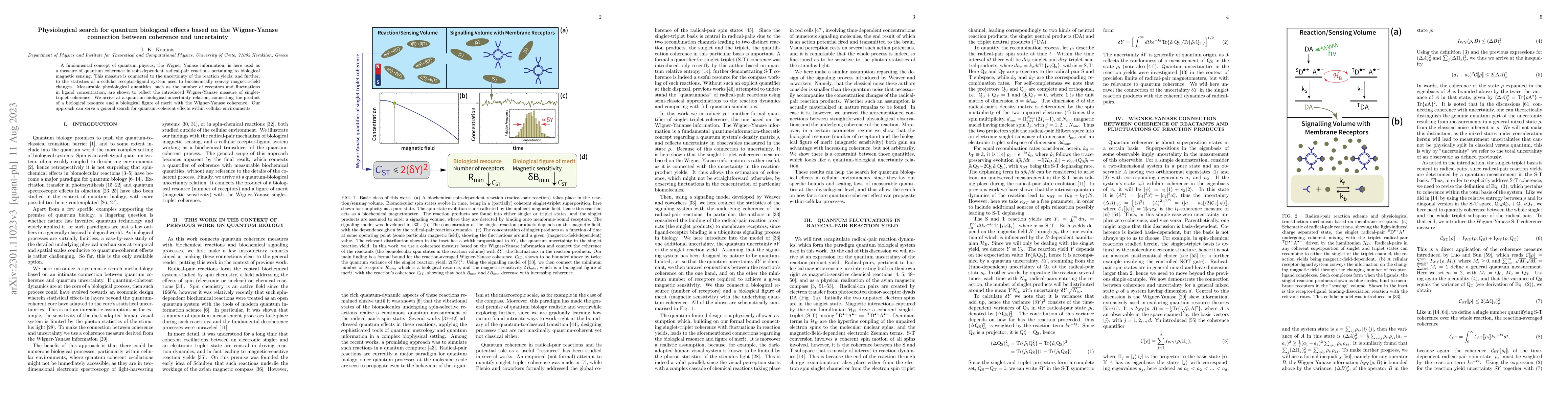 Thumbnail for Physiological search for quantum biological effects based on the
  Wigner-Yanase connection between coherence and uncertainty