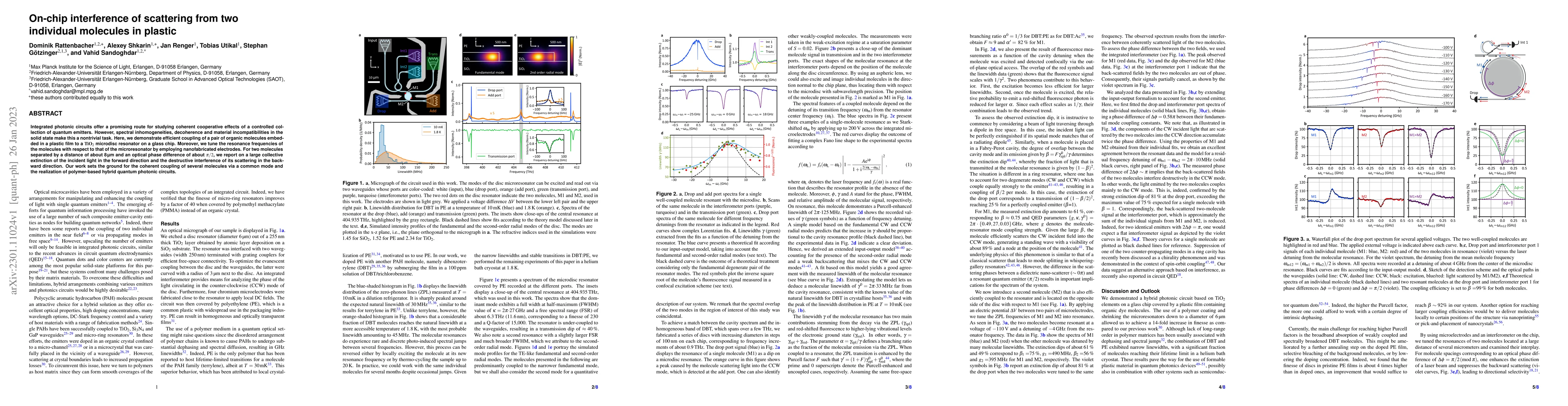 Thumbnail for On-chip interference of scattering from two individual molecules in
  plastic