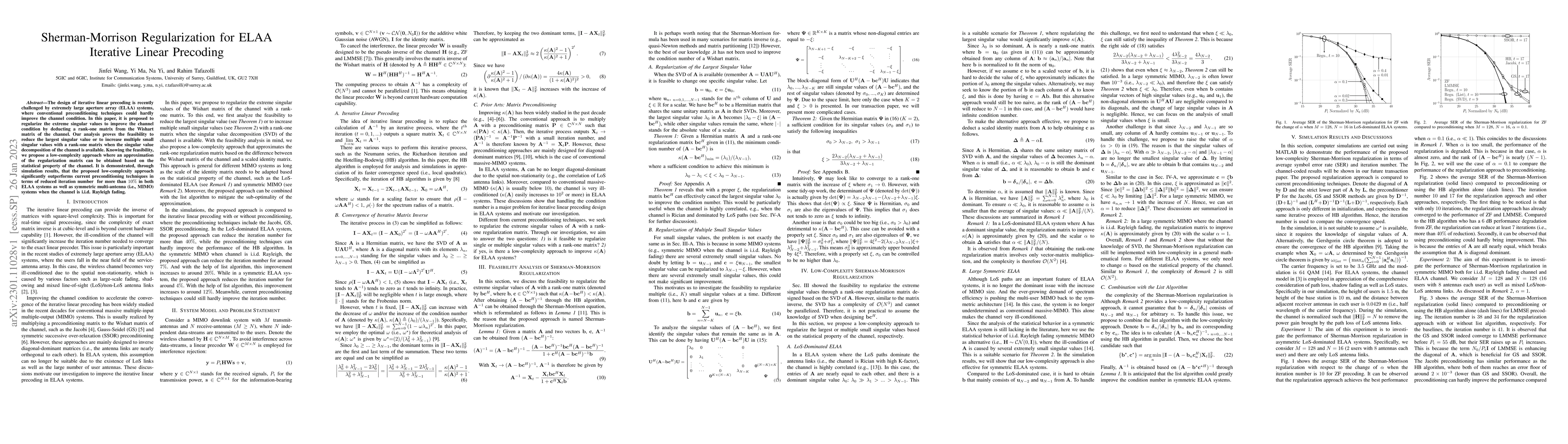 Thumbnail for Sherman-Morrison Regularization for ELAA Iterative Linear Precoding