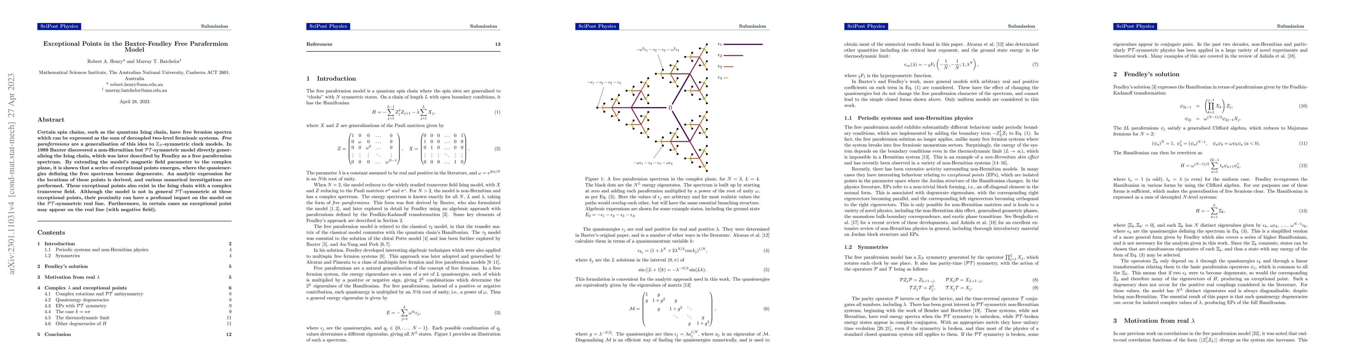 Thumbnail for Exceptional Points in the Baxter-Fendley Free Parafermion Model