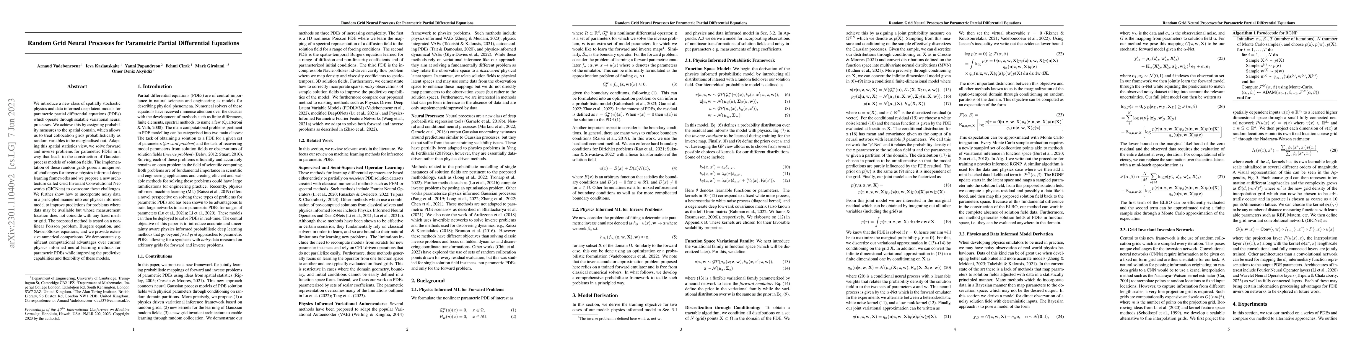 Thumbnail for Random Grid Neural Processes for Parametric Partial Differential
  Equations