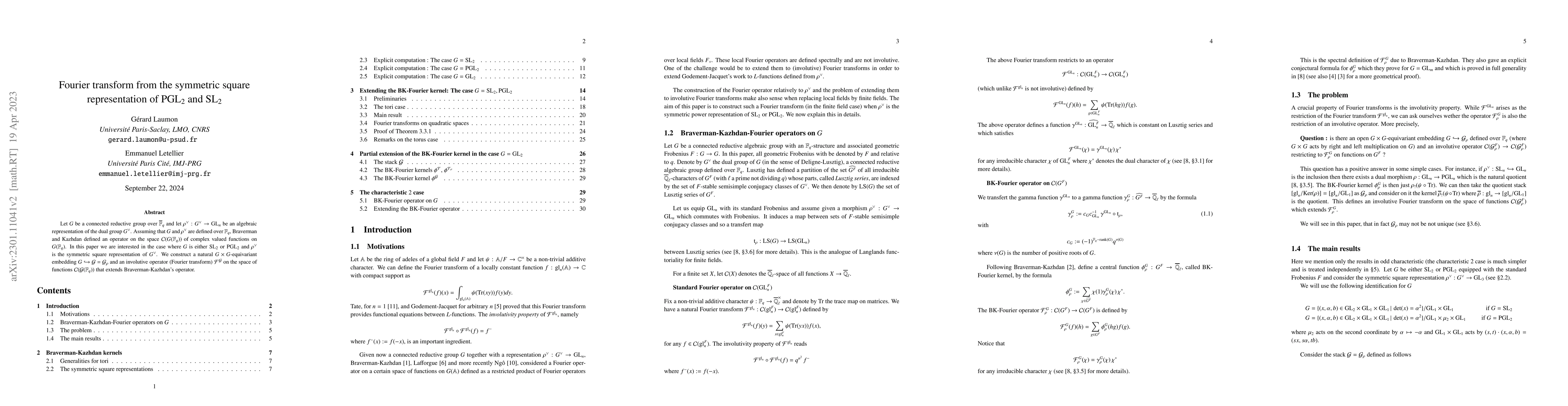 Thumbnail for Fourier transform from the symmetric square representation of $PGL_2$
  and $SL_2$