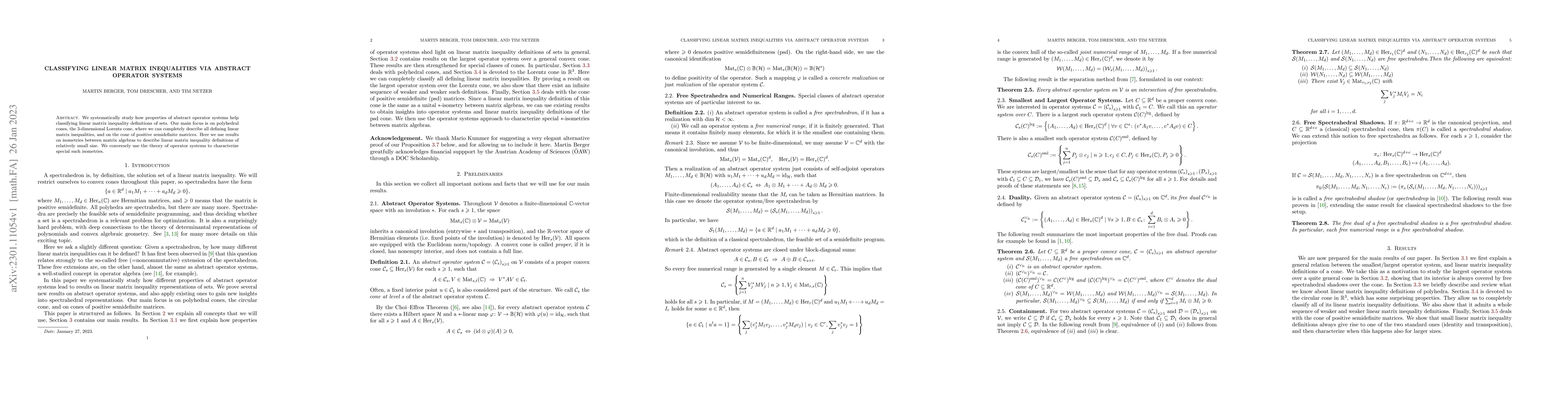 Thumbnail for Classifying Linear Matrix Inequalities via Abstract Operator Systems