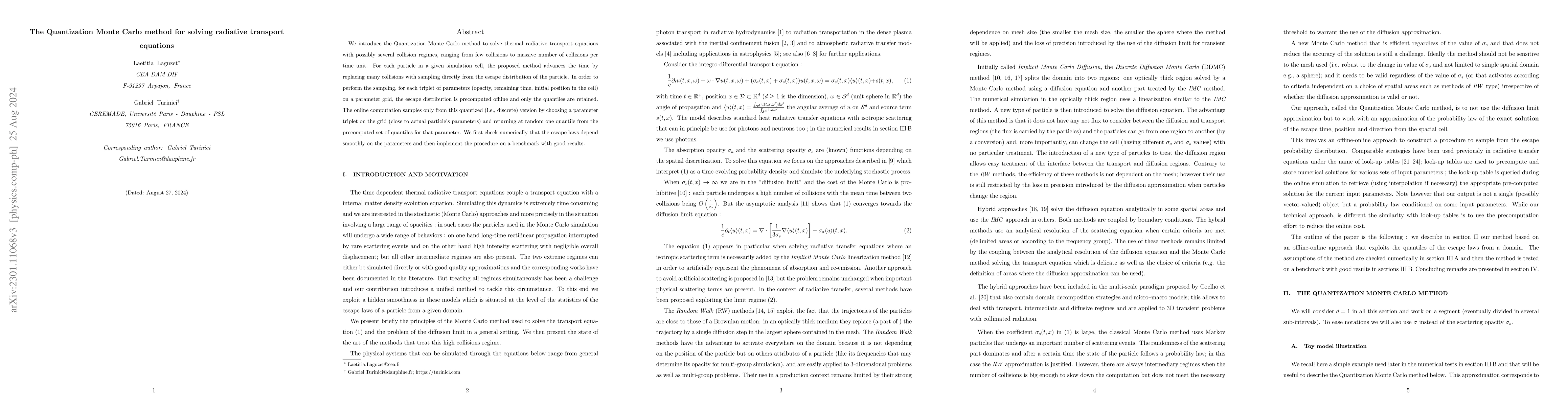 Thumbnail for The Quantization Monte Carlo method for solving radiative transport
  equations