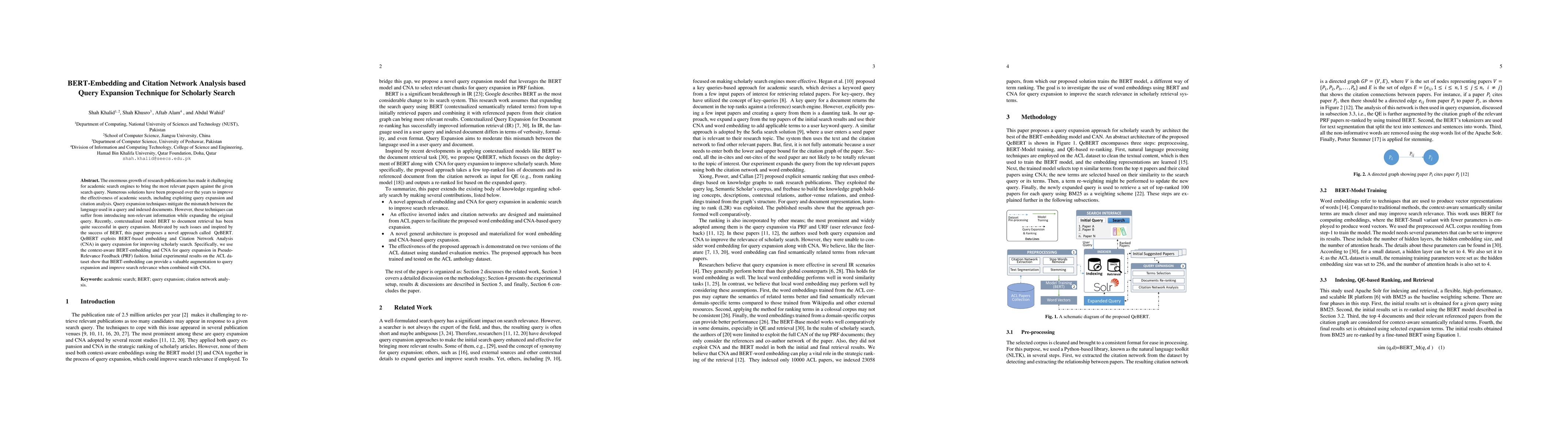 Thumbnail for BERT-Embedding and Citation Network Analysis based Query Expansion
  Technique for Scholarly Search