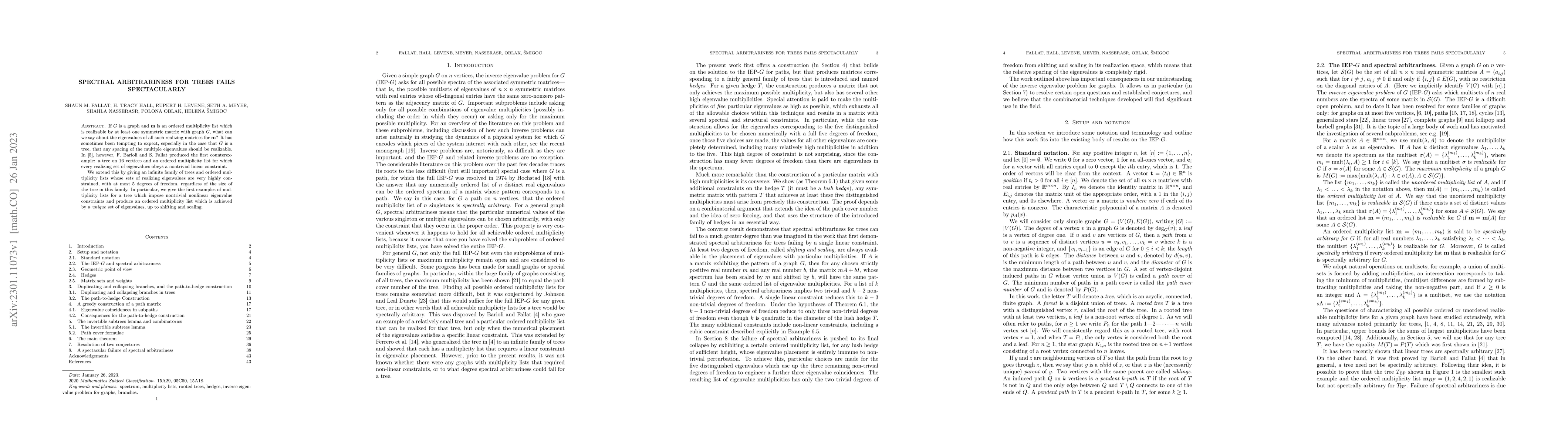 Thumbnail for Spectral arbitrariness for trees fails spectacularly