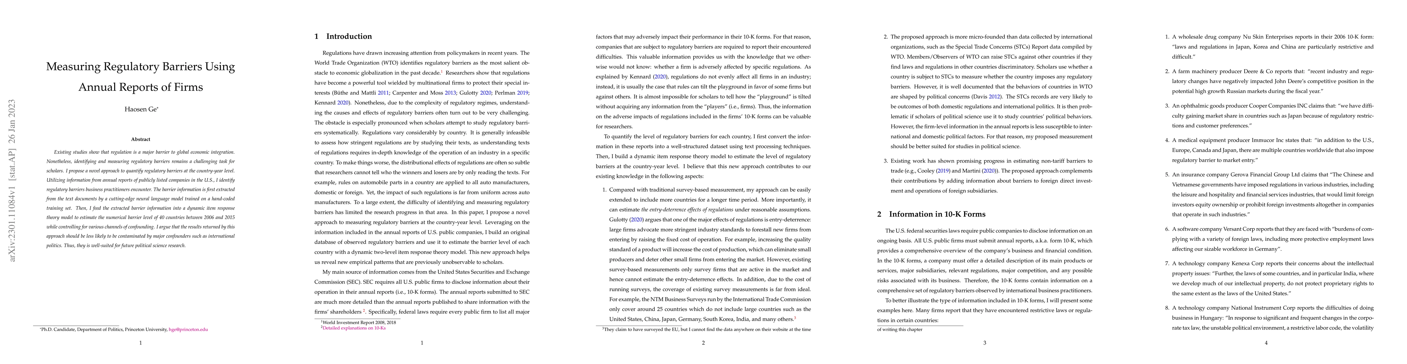 Thumbnail for Measuring Regulatory Barriers Using Annual Reports of Firms