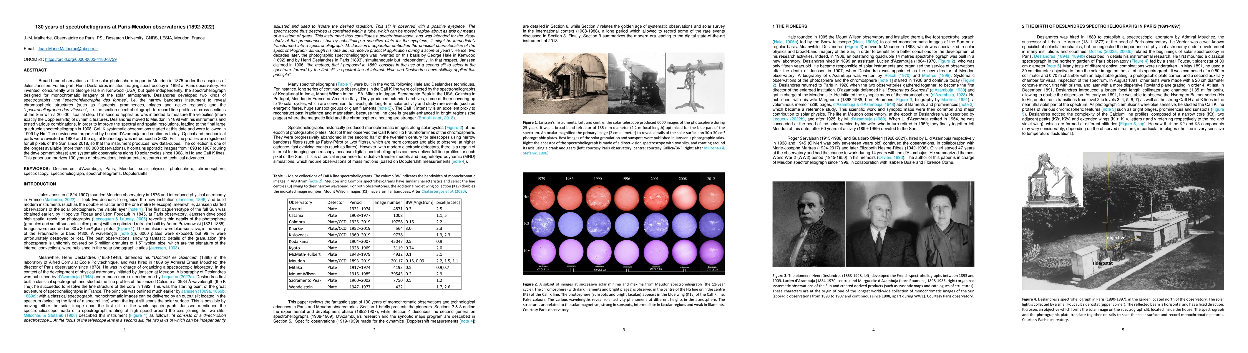 Thumbnail for 130 years of spectroheliograms at Paris-Meudon observatories (1892-2022)