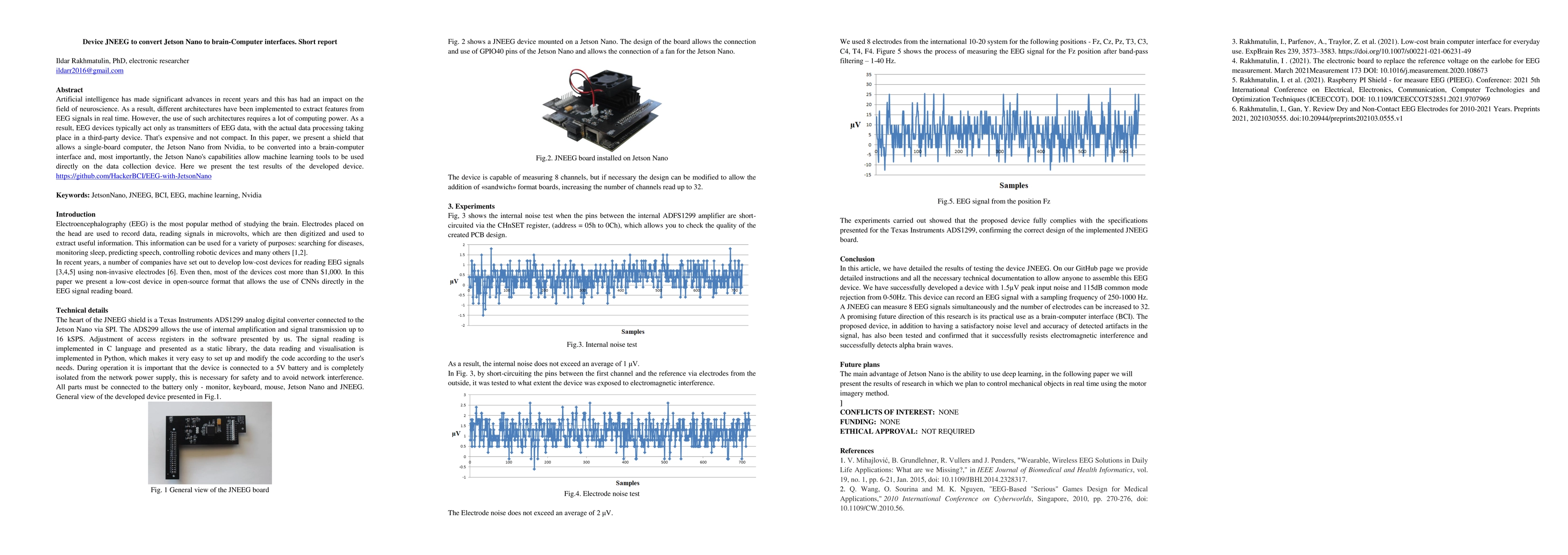 Thumbnail for Device JNEEG to convert Jetson Nano to brain-Computer interfaces. Short
  report