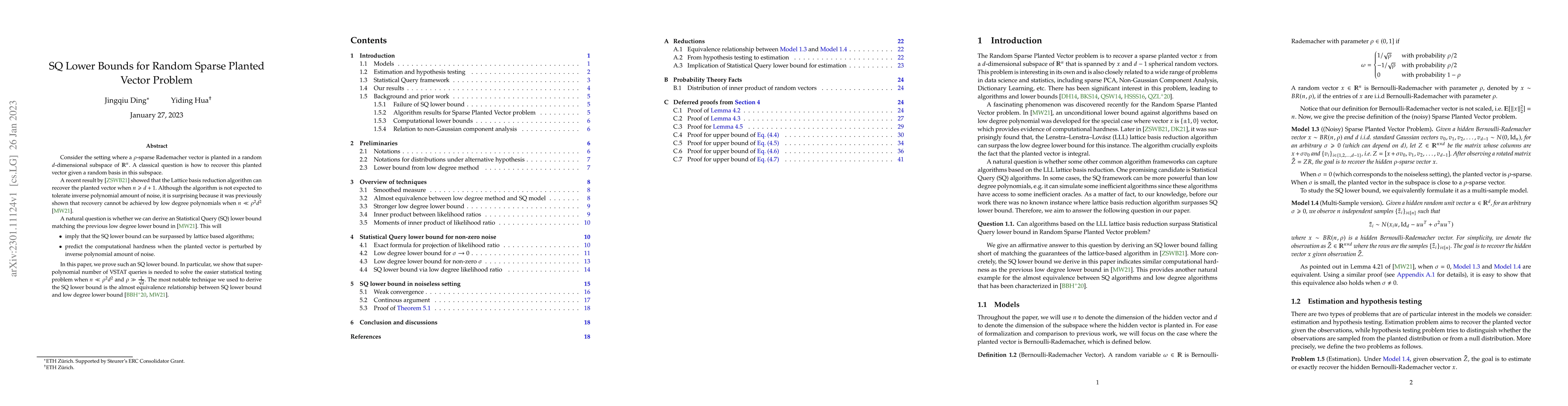 Thumbnail for SQ Lower Bounds for Random Sparse Planted Vector Problem