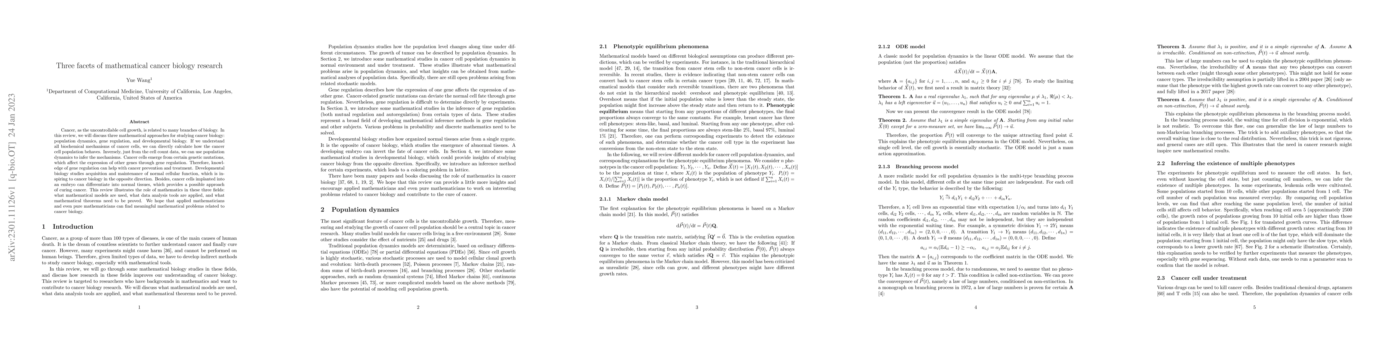 Thumbnail for Three facets of mathematical cancer biology research