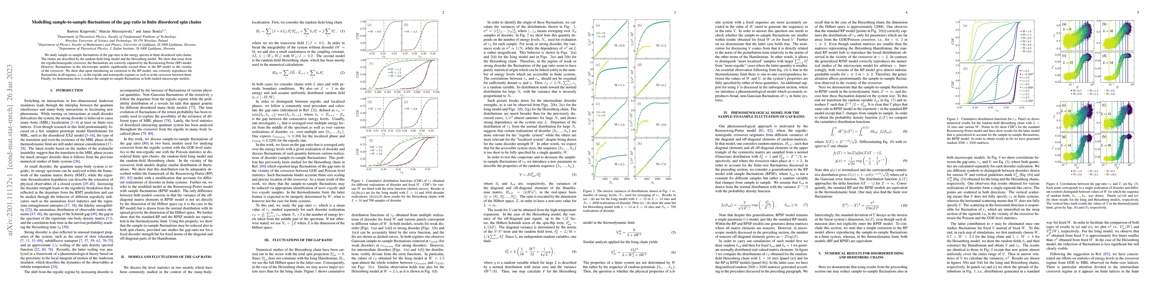 Thumbnail for Modelling sample-to-sample fluctuations of the gap ratio in finite
  disordered spin chains