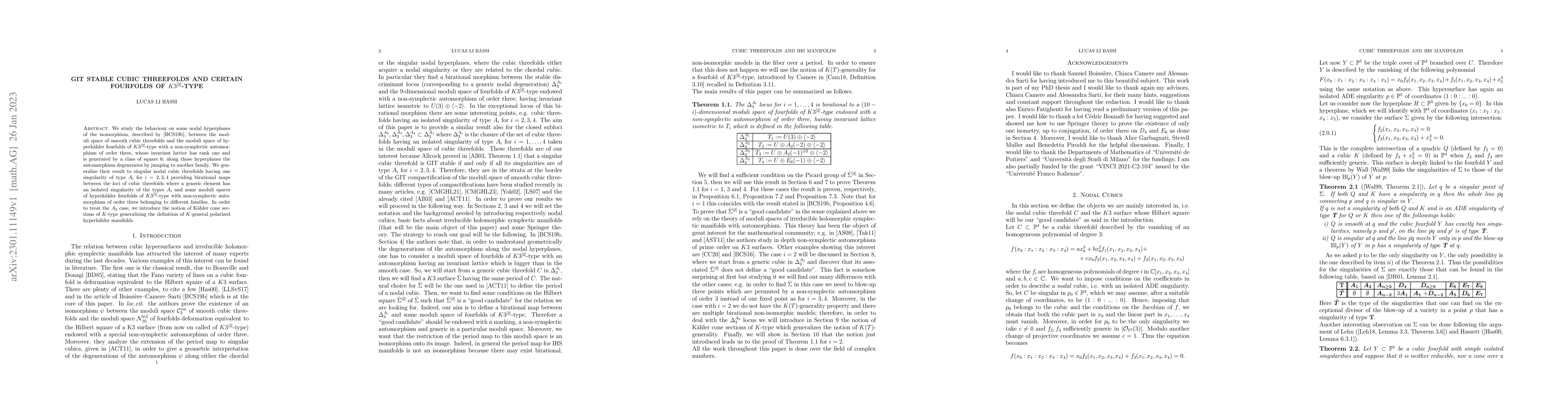 Thumbnail for GIT stable cubic threefolds and certain fourfolds of $K3^{[2]}$-type