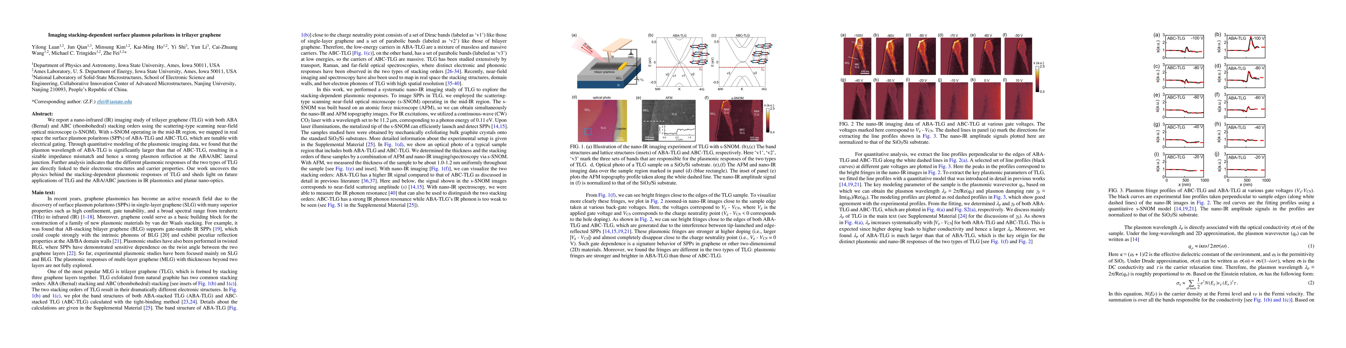 Thumbnail for Imaging Stacking-Dependent Surface Plasmon Polaritons in Trilayer
  Graphene