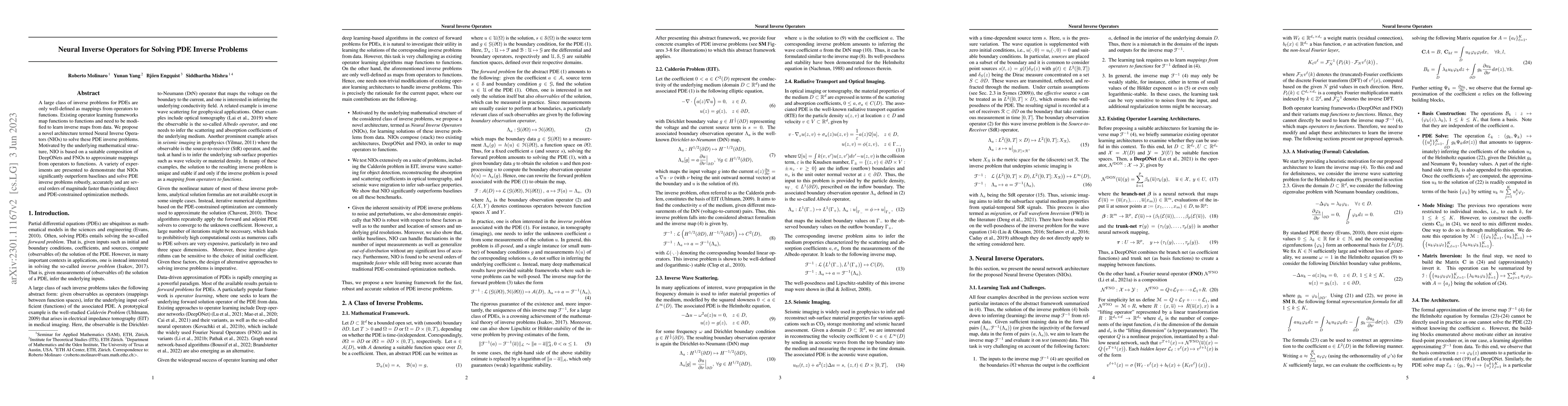 Thumbnail for Neural Inverse Operators for Solving PDE Inverse Problems