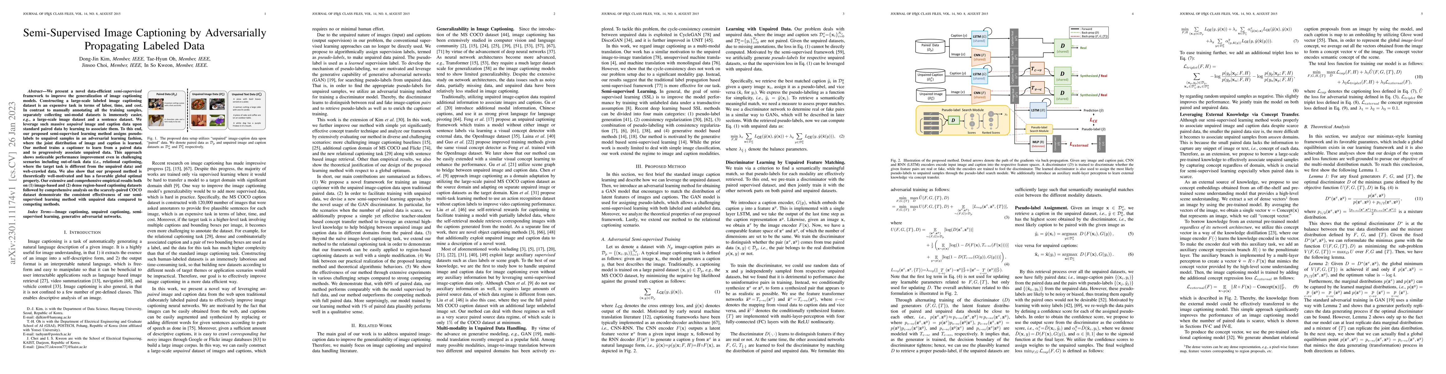 Thumbnail for Semi-Supervised Image Captioning by Adversarially Propagating Labeled
  Data