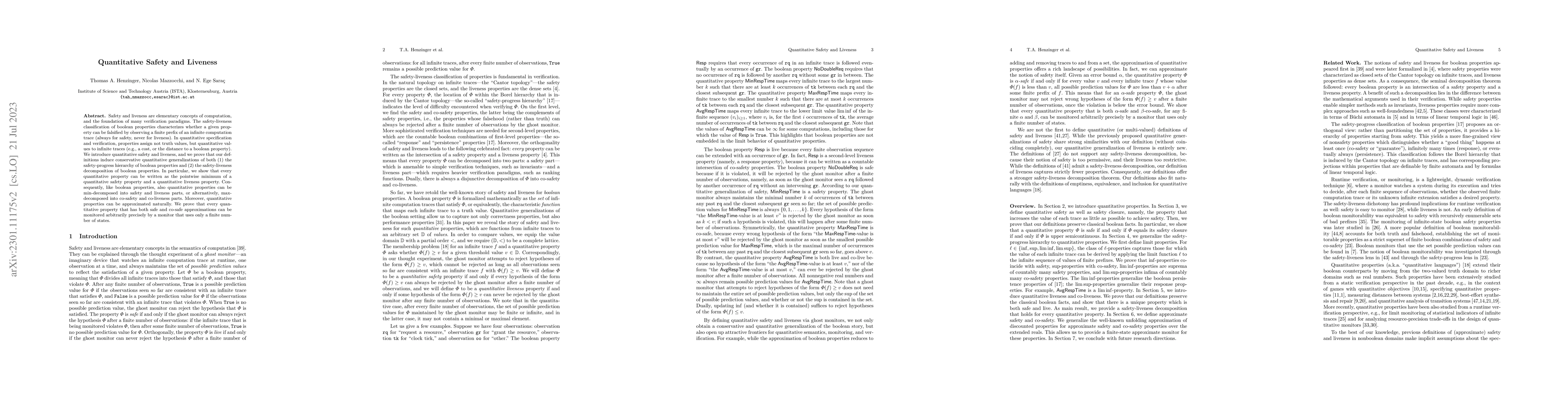 Thumbnail for Quantitative Safety and Liveness