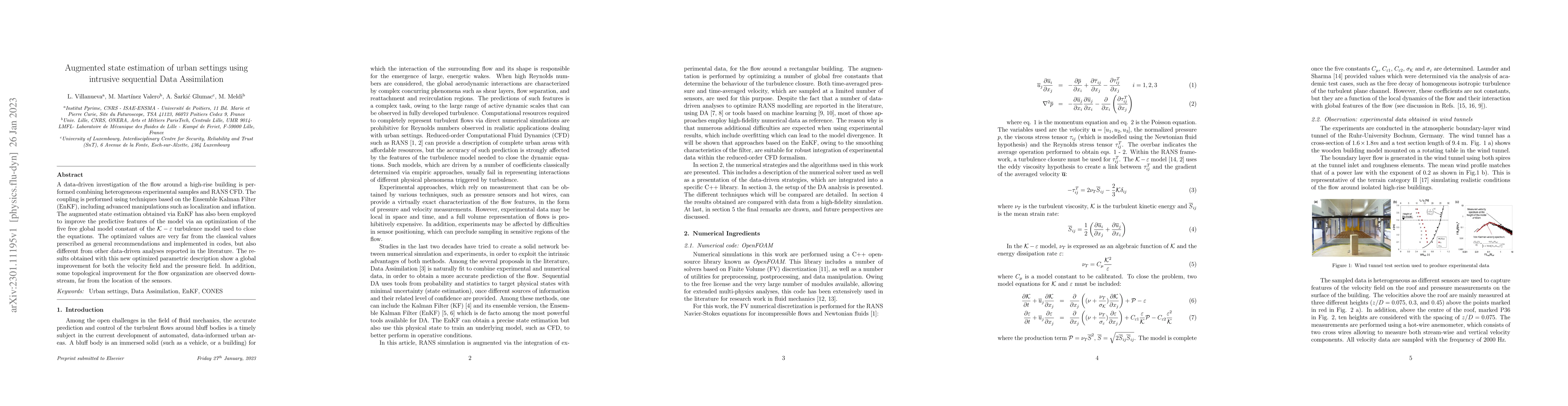 Thumbnail for Augmented state estimation of urban settings using intrusive sequential
  Data Assimilation