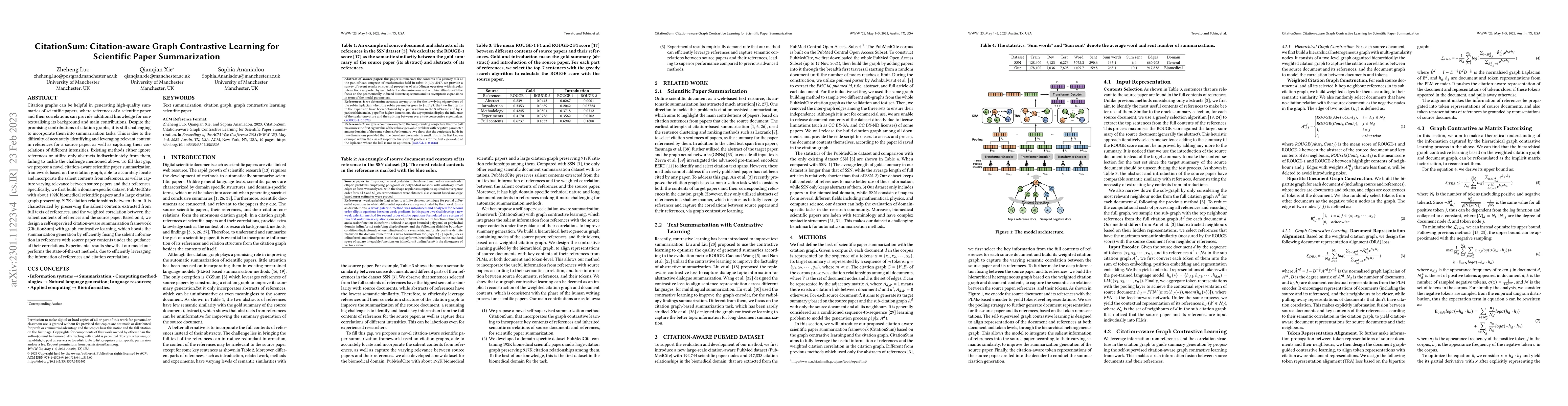 Thumbnail for CitationSum: Citation-aware Graph Contrastive Learning for Scientific
  Paper Summarization