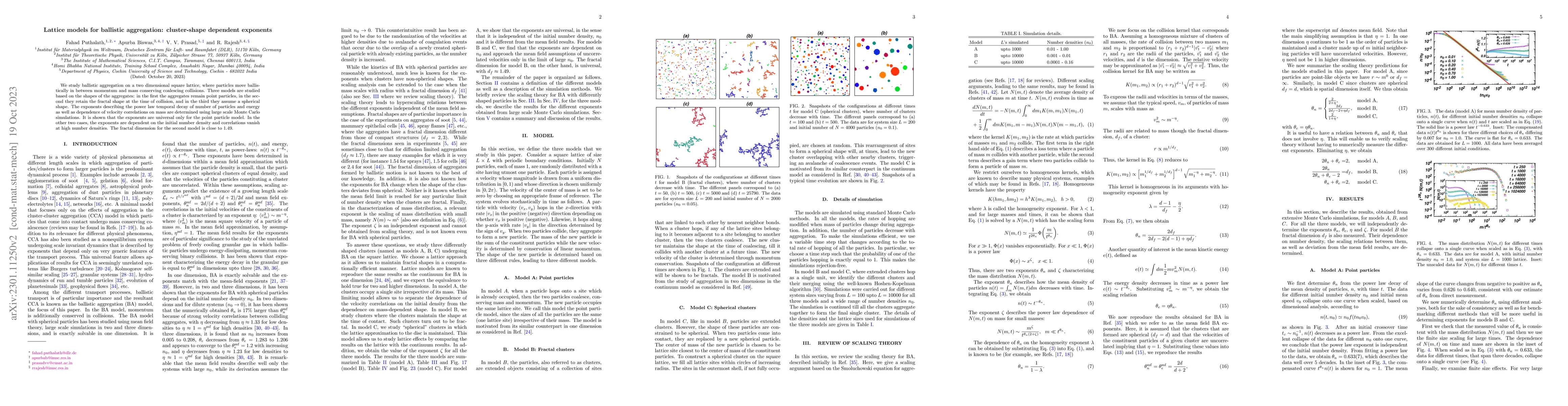 Thumbnail for Lattice models for ballistic aggregation: cluster-shape dependent
  exponents