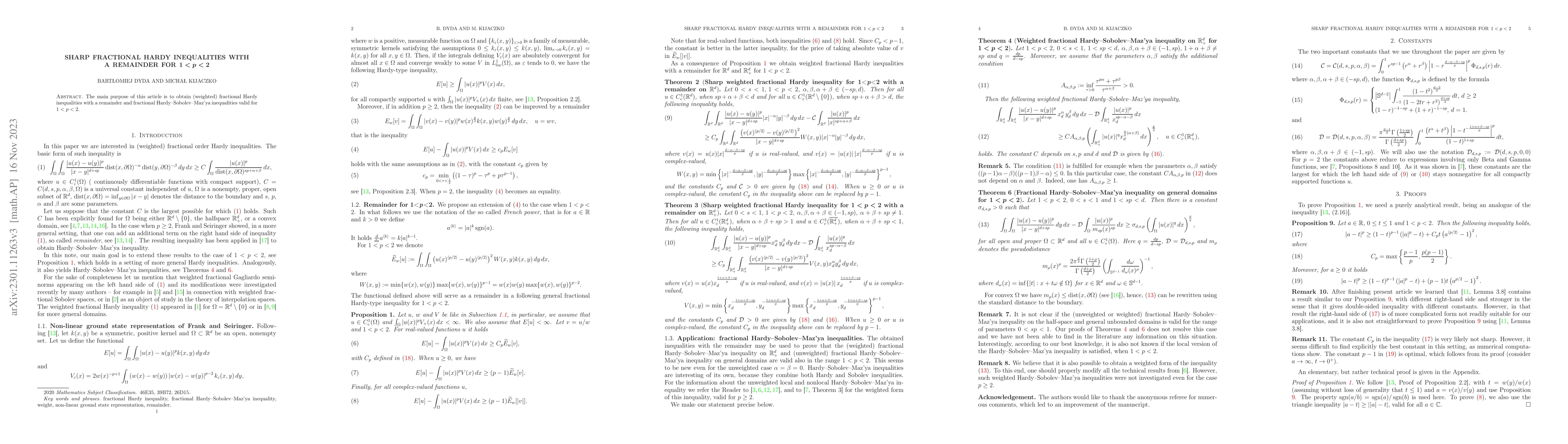 Thumbnail for Sharp fractional Hardy inequalities with a remainder for $1<p<2$