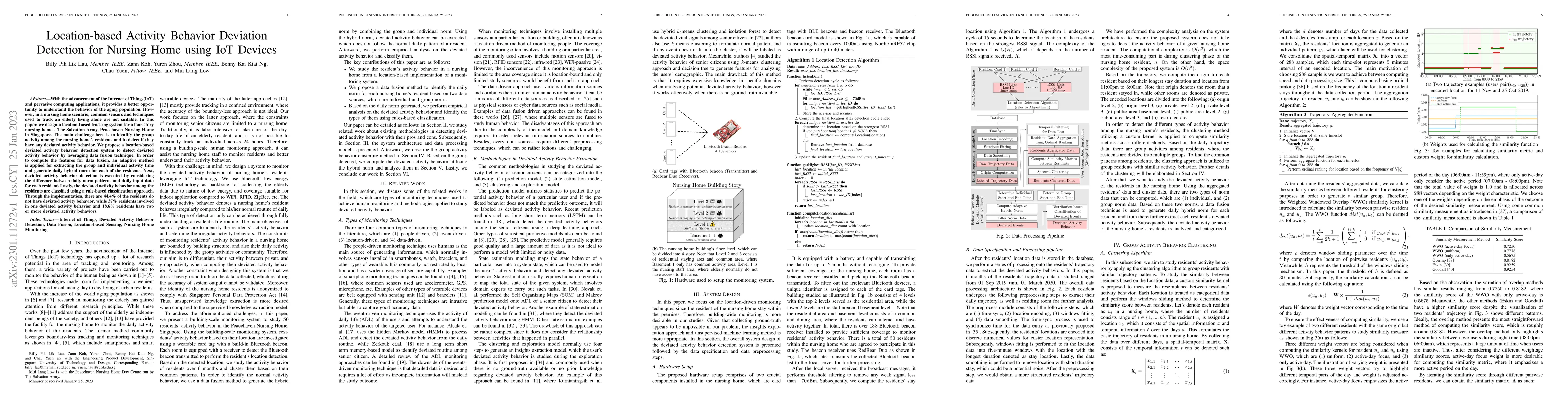 Thumbnail for Location-based Activity Behavior Deviation Detection for Nursing Home
  using IoT Devices