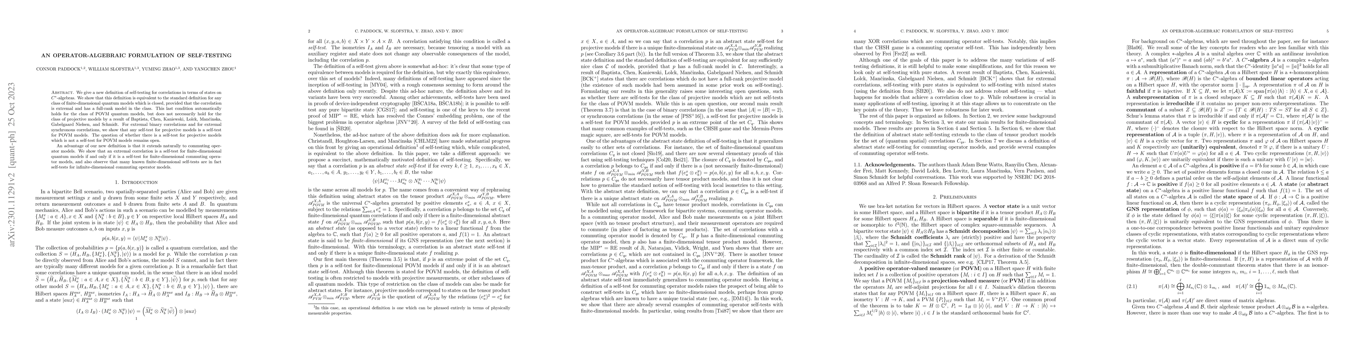 Thumbnail for An operator-algebraic formulation of self-testing
