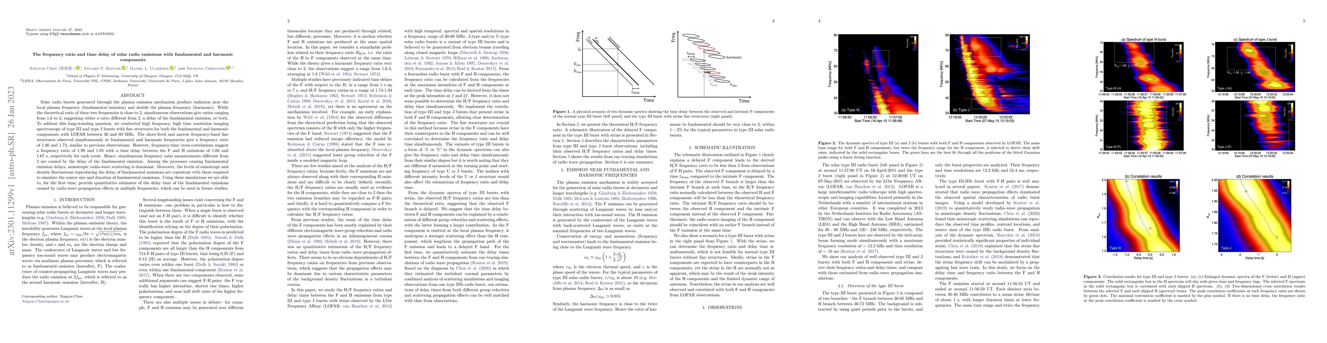 Thumbnail for The frequency ratio and time delay of solar radio emissions with
  fundamental and harmonic components