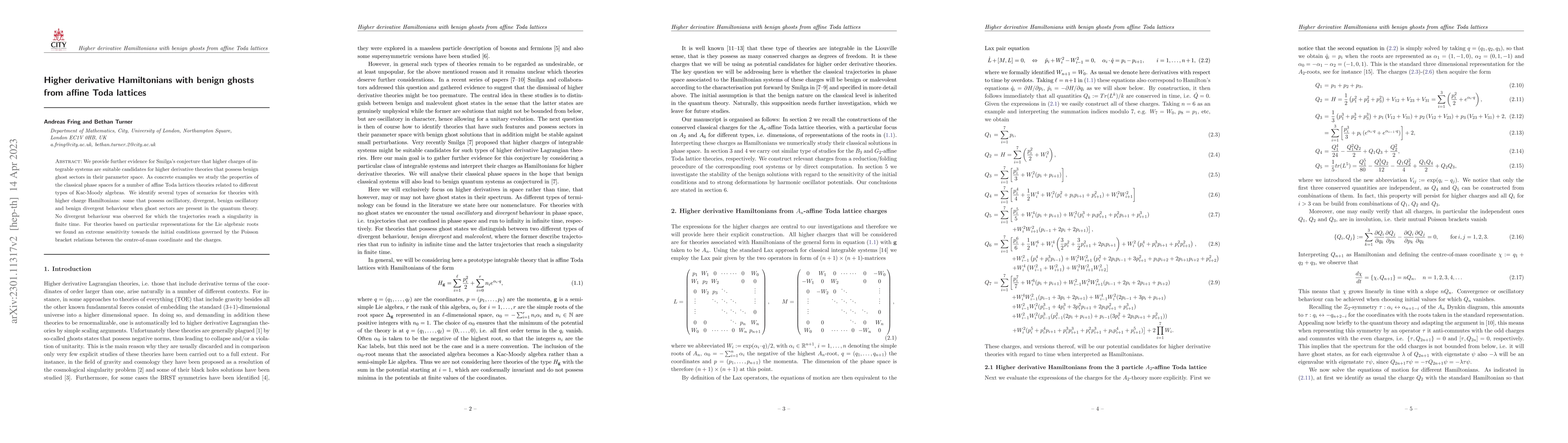 Thumbnail for Higher derivative Hamiltonians with benign ghosts from affine Toda
  lattices