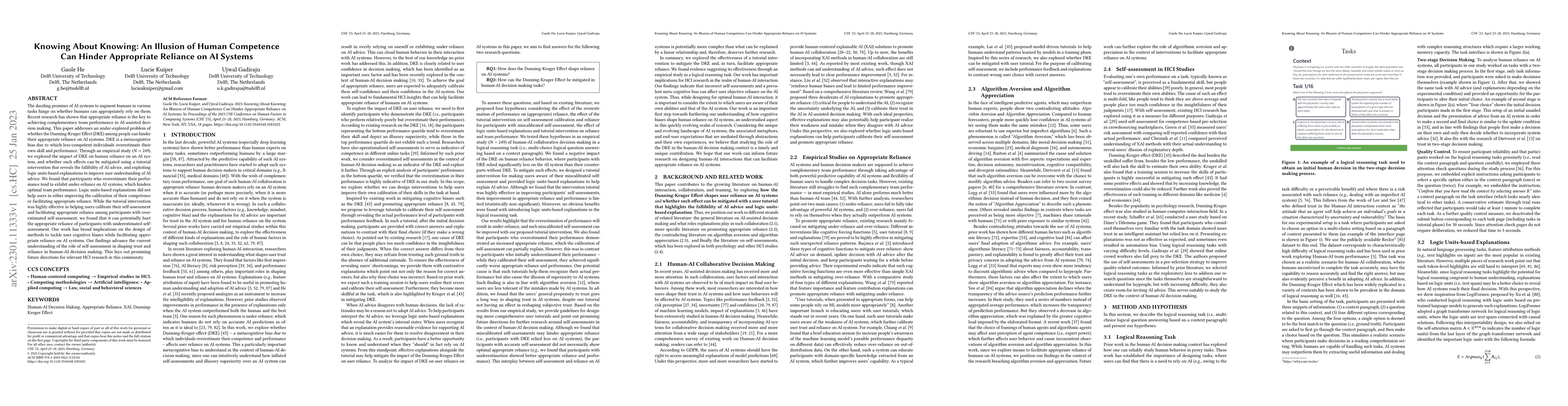 Thumbnail for Knowing About Knowing: An Illusion of Human Competence Can Hinder
  Appropriate Reliance on AI Systems