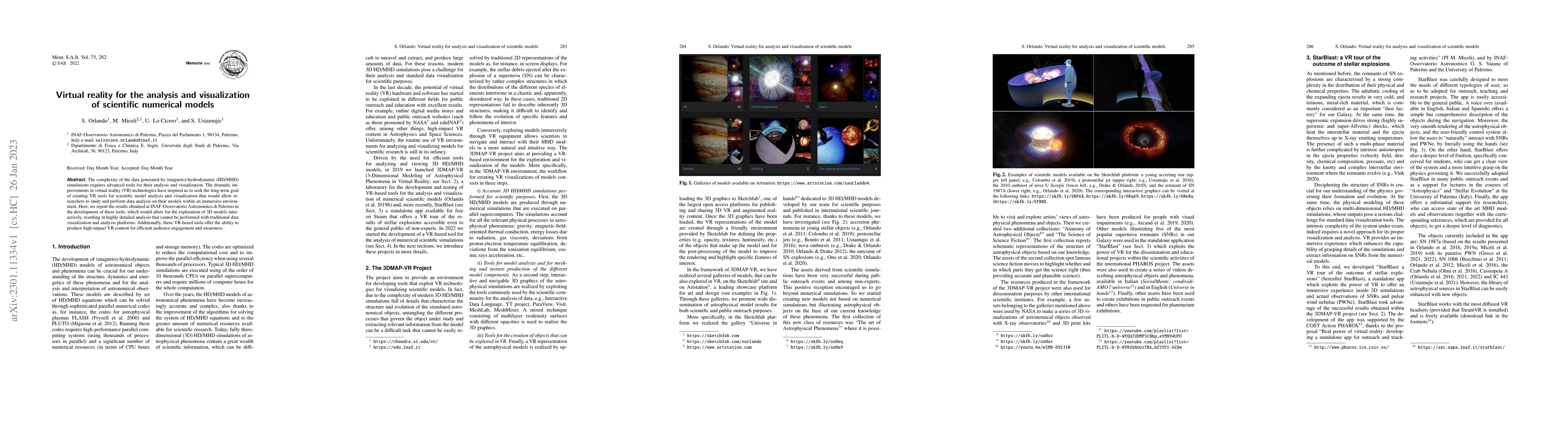 Thumbnail for Virtual reality for the analysis and visualization of scientific
  numerical models